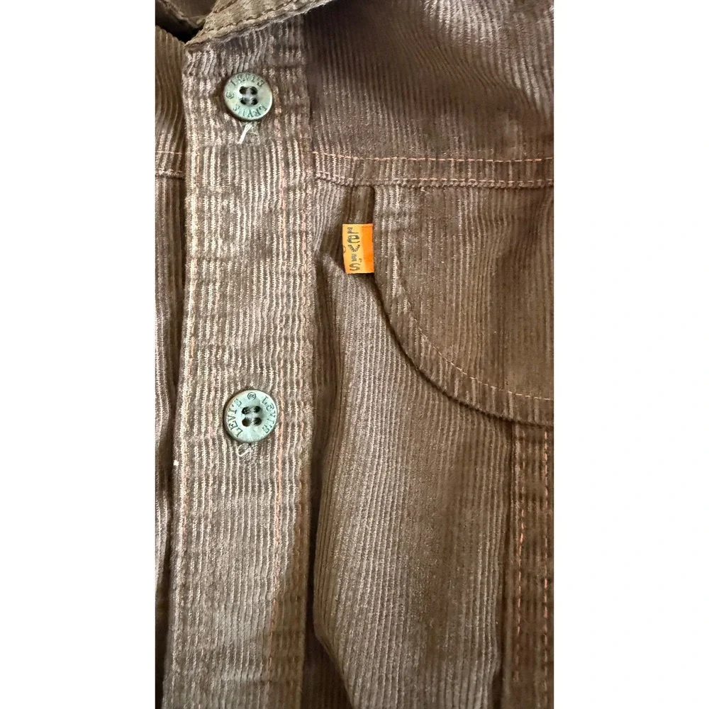 Vintage Levis Panatela Tops Brown Corduroy Shirt Jacket Orange Tab 70s Mens L - Picture 3 of 16